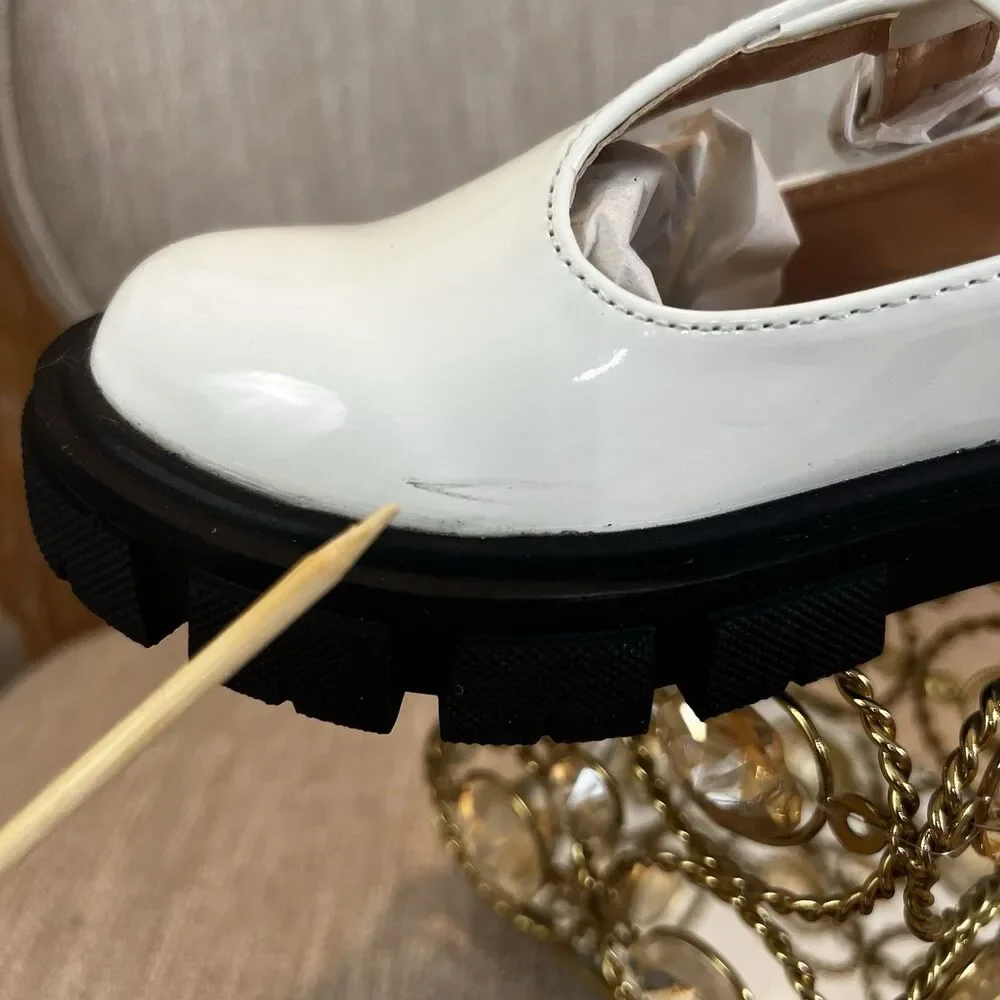 Nicole Miller White Mary Jane Chunky Lug sole coquette y2k tstrap academia sz 12